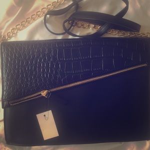 Small Black Crossbody with Gold Detailing